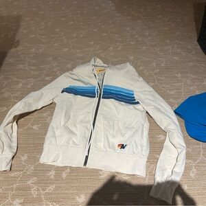 Vintage White and Blue Aviator Nation-Up Hoodie size xs
